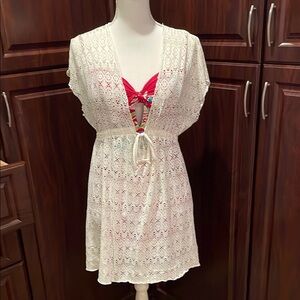 BECCA White Lace Swim Coverup Size M-L